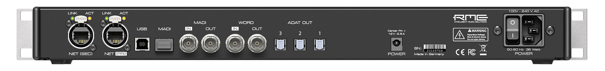 RME 12Mic-D - Dante Back Panel